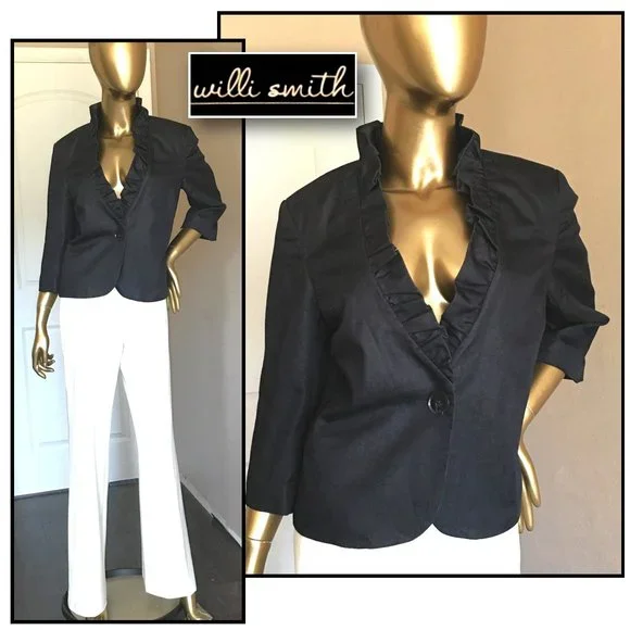 WILLI SMITH Ruffle Collar Swing Blazer / Jacket NEW! - Picture 1 of 11